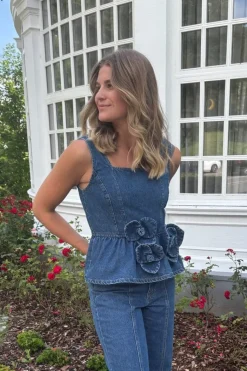 Yaselsie Sl Peplum Denim Top